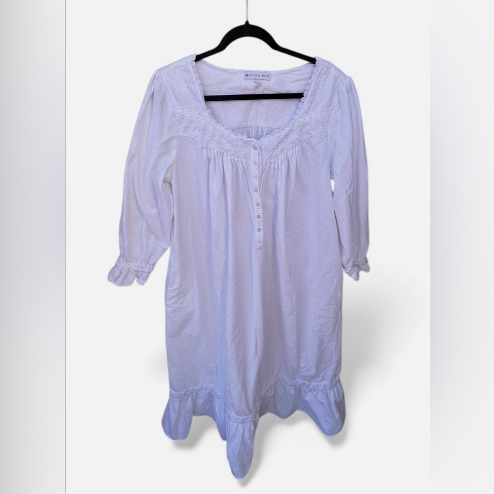 Eileen West NWOT Women's White Long Sleeve Nightgown - Picture 6 of 11